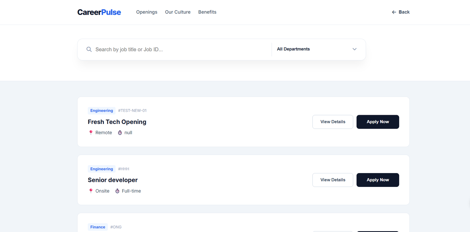 Career Portal Openings